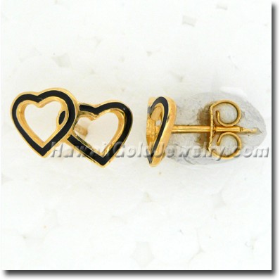 Hawaiian Double Heart Earring - Hawaii Gold Jewelry