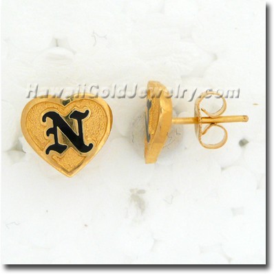 Hawaiian Friendship Heart Stud Earring - Hawaii Gold Jewelry