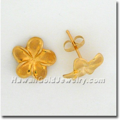 Hawaiian Plumeria Earring - Hawaii Gold Jewelry