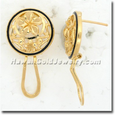 Hawaiian Round Plumeria Earring - Hawaii Gold Jewelry