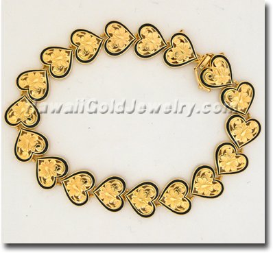 Hawaiian Cut-Out Heart Bracelet - Hawaii Gold Jewelry