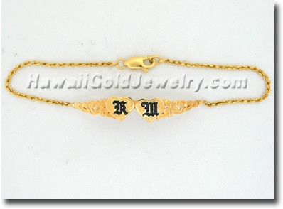 Hawaiian Double Heart ID Bracelets - Hawaii Gold Jewelry