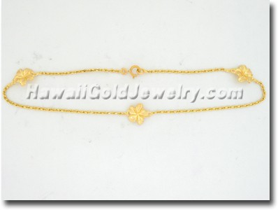 Hawaiian Flower Anklet - Hawaii Gold Jewelry