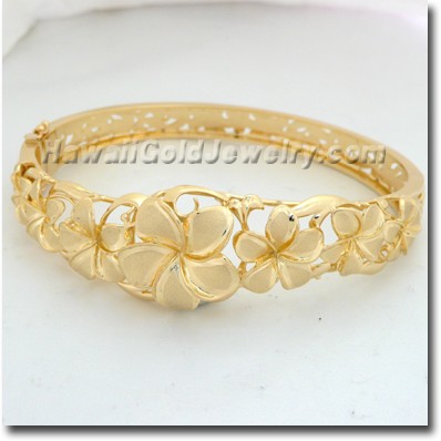 Hawaiian Flower Bangle - Hawaii Gold Jewelry