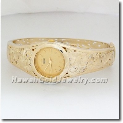 Hawaiian Ladies Bangle Watch - Hawaii Gold Jewelry