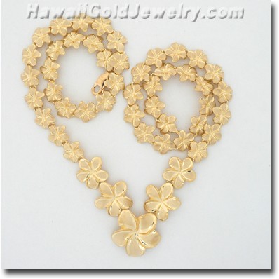 Hawaiian Plumeria Necklace - Hawaii Gold Jewelry