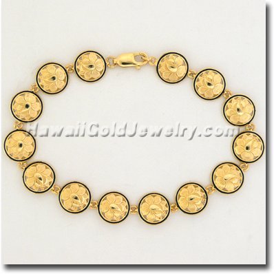 Hawaiian Round Bracelet Link - Hawaii Gold Jewelry