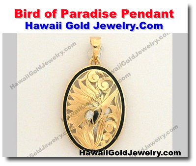 Bird of Paradise Pendant 14K Yellow Gold