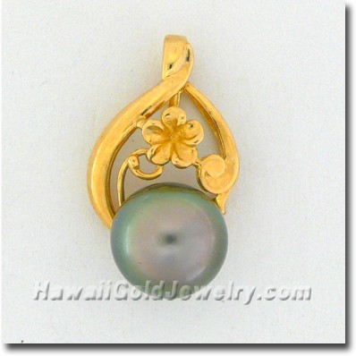 Hawaiian Black Pearl Pendant - Hawaii Gold Jewelry