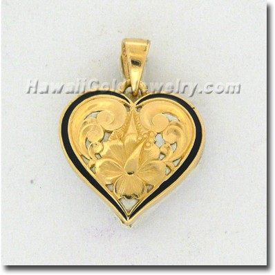 Hawaiian Cut-Out Heart Pendant - Hawaii Gold Jewelry