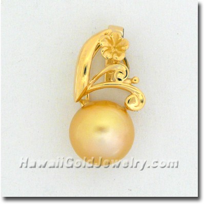 Hawaiian Golden Pearl Pendant - Hawaii Gold Jewelry