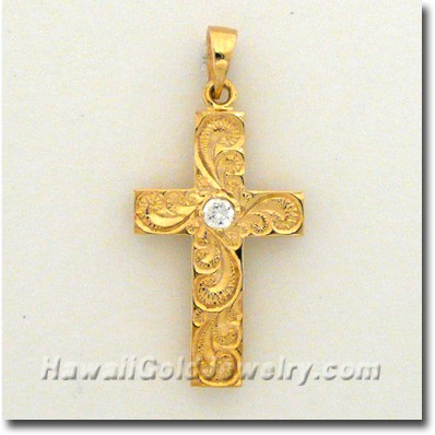 Hawaiian Hawaiian Cross Pendant - Hawaii Gold Jewelry