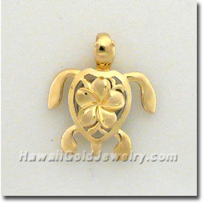 Hawaiian Honu Pendant - Hawaii Gold Jewelry