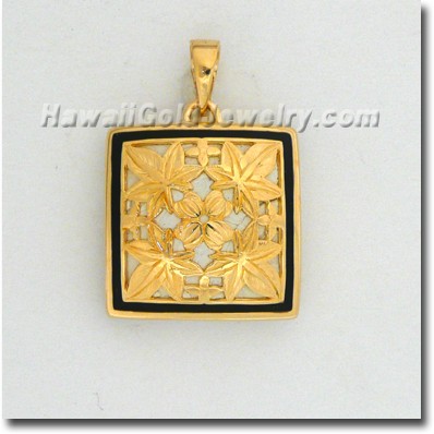 Hawaiian Kukui Quilt Pendant - Hawaii Gold Jewelry