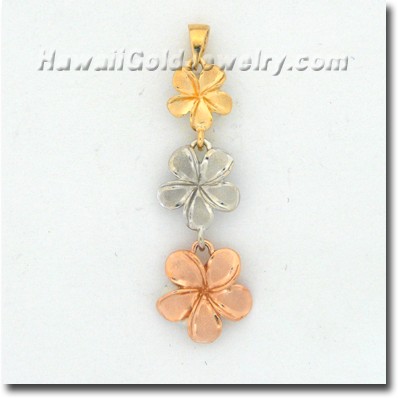 Hawaiian Plumeria #123 Pendant - Hawaii Gold Jewelry