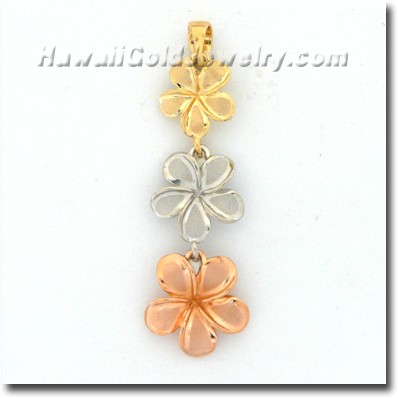 Hawaiian Plumeria #234 Pendant - Hawaii Gold Jewelry