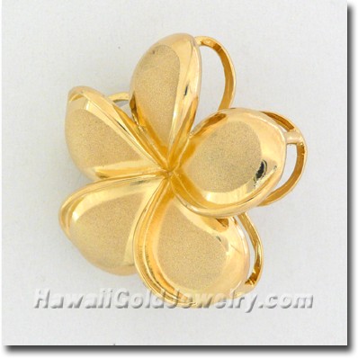 Hawaiian Plumeria Drop Pendant - Hawaii Gold Jewelry