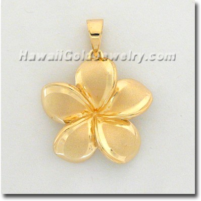 Hawaiian Plumeria Pendant - Hawaii Gold Jewelry