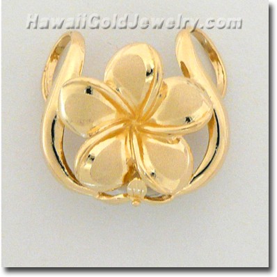 Hawaiian Plumeria Slide Pendant - Hawaii Gold Jewelry