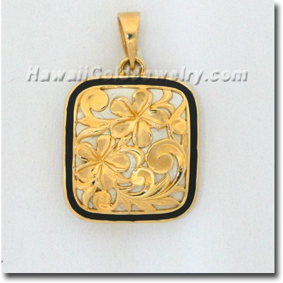 Hawaiian Puanani Plumeria Pendant - Hawaii Gold Jewelry