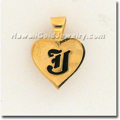 Hawaiian Raised Enamel Pendant Heart - Hawaii Gold Jewelry