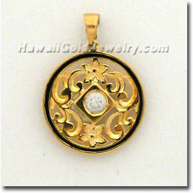 Hawaiian Round Pendant - Hawaii Gold Jewelry