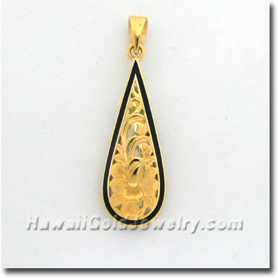 Hawaiian Teardrop Pendant - Hawaii Gold Jewelry