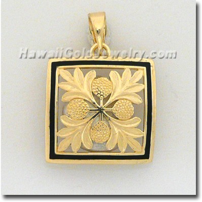 Hawaiian Ulu Quilt Pendant - Hawaii Gold Jewelry