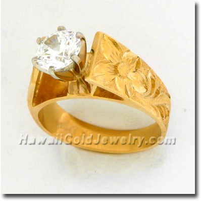 Hawaiian French Mount Ring - Hawaii Gold Jewelry