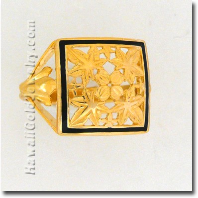 Hawaiian Kukui Quilt Ring - Hawaii Gold Jewelry