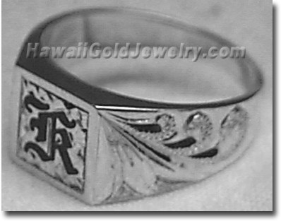 Hawaiian Mens Square Ring - Hawaii Gold Jewelry