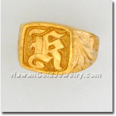 Hawaiian Mens Square/Round Ring - Hawaii Gold Jewelry