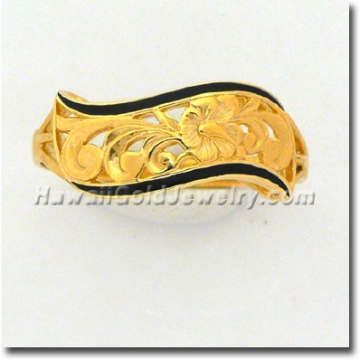 Hawaiian Napua Cut-Out Ring - Hawaii Gold Jewelry