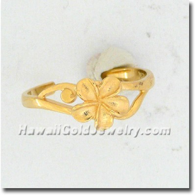 Hawaiian Plumeria Toe Ring - Hawaii Gold Jewelry