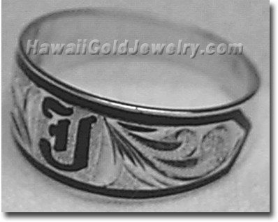 Hawaiian Tapered Ring with Regular Initials - Hawaii Gold Jewelry