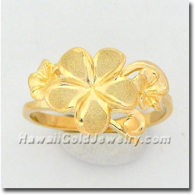 Hawaiian Triple Flower Ring - Hawaii Gold Jewelry