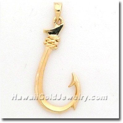 Hawaiian Fish Hook Pendant - Hawaii Gold Jewelry