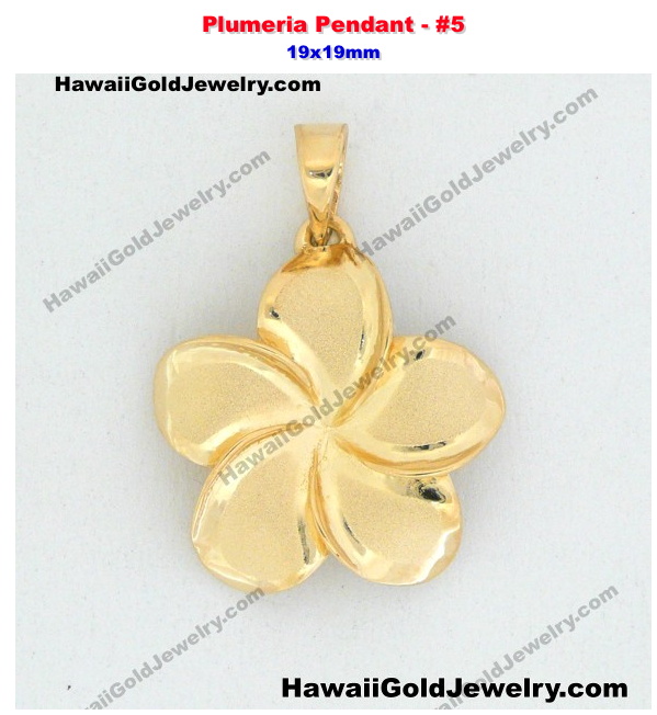 Hawaiian Plumeria Pendant 5 19x19mm Hawaiian Gold Jewelry Hawaiian