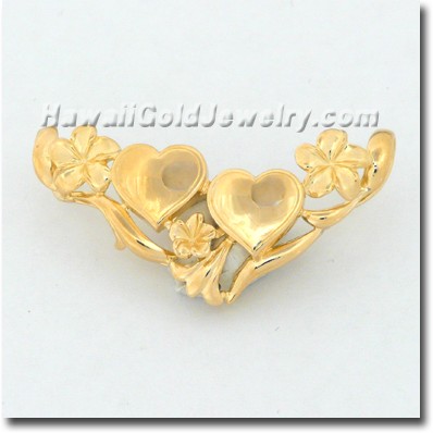 Plumeria Slide with Double Heart Initials - ハワイア
