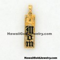 Mom Flat Vertical Pendant - Hawaiian Gold Jewelry