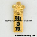 Plumeria #3 Mom Vertical Pendant - Hawaiian Gold Jewelry