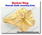 Hawaiian Basket Ring - Hawaii Gold Jewelry