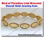 Hawaiian Bird of Paradise Link Bracelet - Hawaii Gold Jewelry