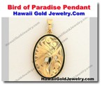 Hawaiian Bird of Paradise Pendant - Hawaii Gold Jewelry