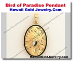 Hawaiian Bird of Paradise Pendant - Hawaii Gold Jewelry