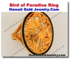 Hawaiian Bird of Paradise Ring - Hawaii Gold Jewelry