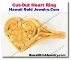 Hawaiian Cut-Out Heart Ring - Hawaii Gold Jewelry