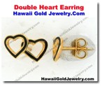 Hawaiian Double Heart Earring - Hawaii Gold Jewelry