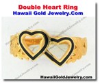 Hawaiian Double Heart Ring - Hawaii Gold Jewelry