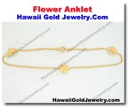 Hawaiian Flower Anklet - Hawaii Gold Jewelry
